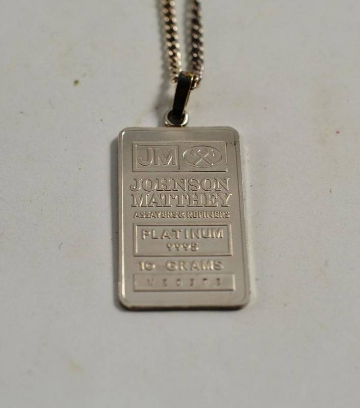 Lot 70 - Johnson Mathey platinum ingot pendant