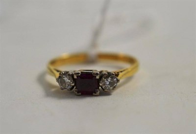 Lot 71 - A ruby and diamond three stone ring