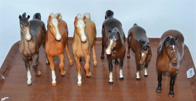 Lot 111 - Six Beswick horses and ponies including 1261 (x2), 1991 etc