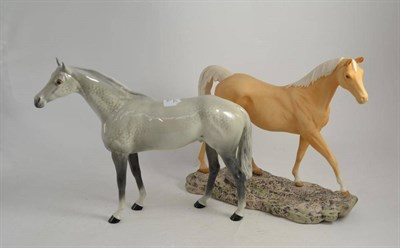 Lot 115 - A Beswick large grey racehorse 1564 and 2671 Sunburst (2)