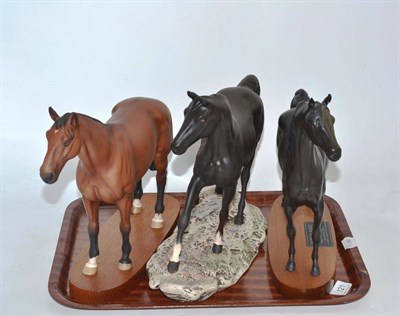 Lot 121 - Three Beswick horses; Nijinsky, Midnight and Morgan horse