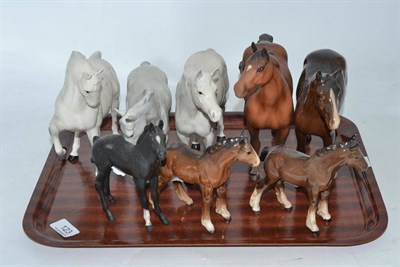 Lot 123 - Five Beswick horses including 1549, 1812, 1771, 1182 and three Beswick foals (8)