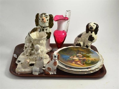 Lot 148 - A tray of 19th century and later ceramics including a Vienna dish titled ";Raub der...