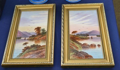 Lot 157 - A pair of painted tiles with views of Loch Lomand and Ben Lomand (2)