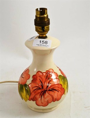 Lot 158 - A Moorcroft Hibiscus pattern lamp base, 16 cm high