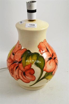 Lot 159 - A Moorcroft Hibiscus pattern lamp base, 26 cm high