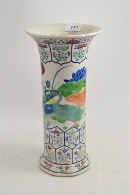 Lot 171 - A Chinese famille verte trumpet vase, signed to base