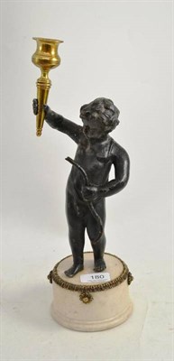 Lot 180 - A Regency leaf figural candlestick on a marble base