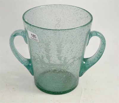 Lot 185 - A soda glass wine cooler etched with a galleon