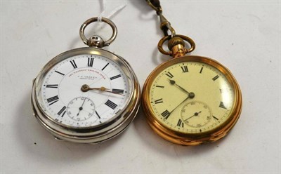 Lot 205 - Silver open faced pocket watch and another pocket watch