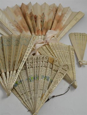 Lot 215 - Five assorted bone and ivory fans (a.f.)