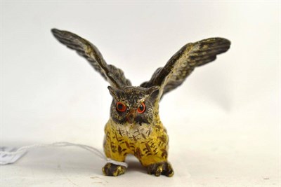 Lot 224 - A cold painted bronze of an owl