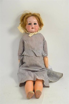 Lot 238 - Armand Marseille 370 bisque shoulder head doll, wearing a lilac dress