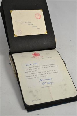 Lot 241 - A photograph album containing letters signed on behalf of the Royal family to Mrs A.B.M. Doolan