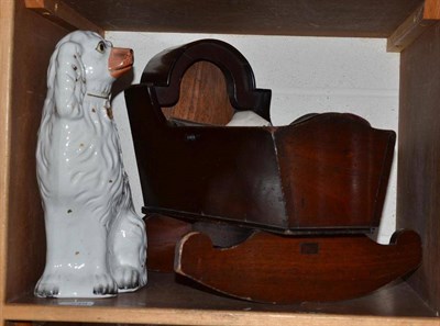 Lot 249 - A 19th century mahogany cradle for a doll, a stereoscopic viewer and cards, a corkscrew and a...