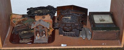 Lot 262 - Two cuckoo clocks, novelty timepieces (a.f.) and an alarm mantel timepiece