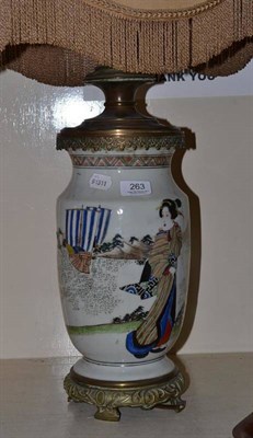 Lot 263 - Japanese porcelain vase (converted to a lamp)