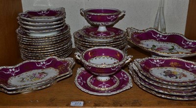 Lot 273 - A Spode Felspar porcelain part dessert service, each piece painted with colourful flower spray with