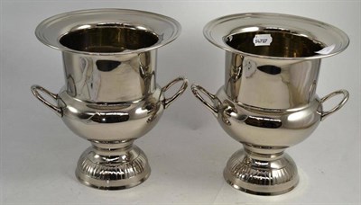 Lot 287 - A pair of nickel plated brass champagne coolers