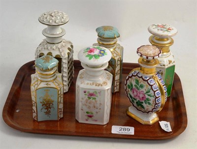 Lot 289 - Six French porcelain scent bottles with stoppers