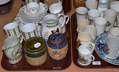 Lot 292 - Two trays of commemorative ceramics, Susie Cooper teaset and decorative ceramics