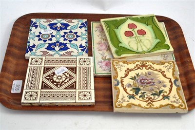 Lot 303 - Five tiles including Minton examples