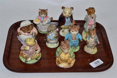 Lot 308 - Nine Beswick Beatrix Potter figures with gold backstamp