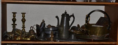 Lot 367 - A collection of copper and brass including a jam pan, horse brasses etc