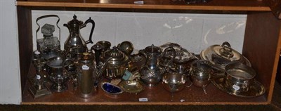 Lot 369 - Silver plated entree dishes, hip flask, candlesticks, etc