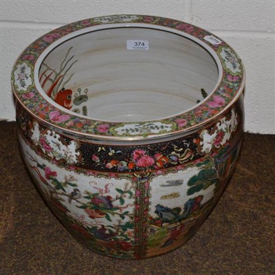 Lot 374 - Famille rose fish bowl