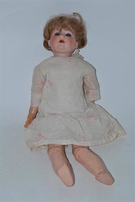 Lot 376 - Bisque socket head doll with quivering tongue, P Burggrub no 169