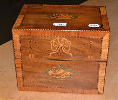 Lot 381 - A George III mahogany decanter box, opening to reveal two square spirit decanter and stoppers