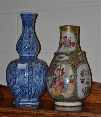 Lot 385 - A Canton vase (a.f.) and a Dutch Delft vase