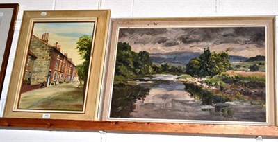 Lot 402 - Angus Rands, framed oil on board, The Wharf, Appletreewick together with an framed oil on...