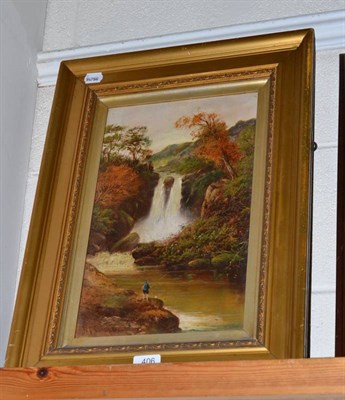 Lot 406 - A Victorian oil on canvas of a waterfall