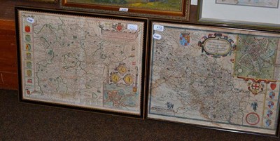 Lot 413 - John Speed, ";The West Riding of Yorkshire 1610";, later coloured engraved map, 42cm x 53cm,...