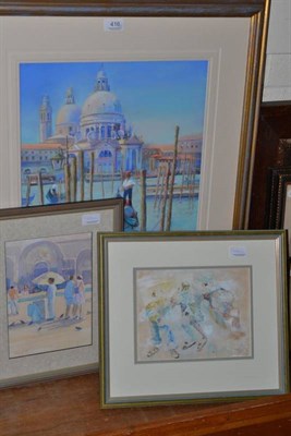 Lot 416 - A Sue Ford pastel ";Venice Gondolas - Salute Venice";, Sue Ford watercolour of Venetian scene...