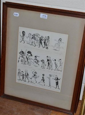 Lot 419 - Lewis Baumer, 'Mr Punch's Coronation Procession, No.1 and 2' series of pen and ink drawings, titled