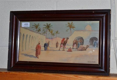 Lot 430 - Giovanni Barbaro, watercolour of a Middle Eastern scene depicting figures and camels