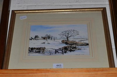 Lot 443 - A winter landscape with farmstead, watercolour after Rowland Hilder