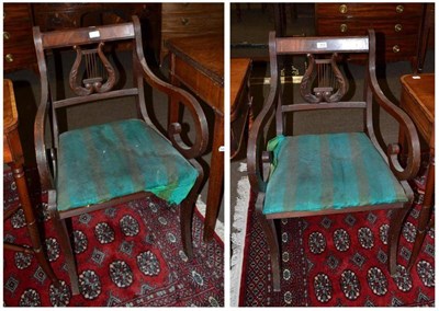 Lot 513 - A pair of lyre back chairs