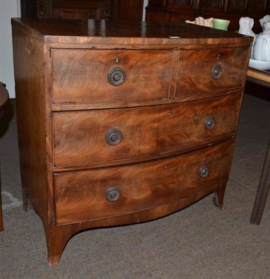 Lot 517 - A 19th century mahogany chest of two short over two long drawers, on splay bracket feet