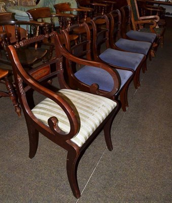 Lot 524 - A set of five rosewood brass inlaid Regency style chairs (4+1)