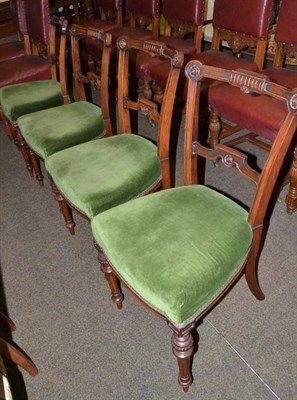 Lot 529 - Four late Victorian walnut framed dining chairs