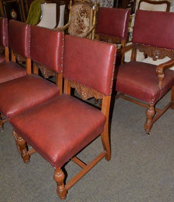 Lot 530 - Set of ten Victorian carved oak dining chairs (9+1 carver)