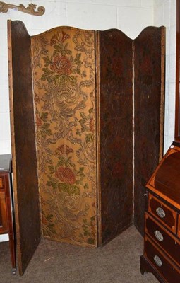 Lot 563 - A late Victorian/Edwardian embossed leather four leaf screen