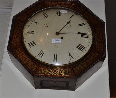 Lot 575 - A octagonal brass inlaid rosewood wall clock