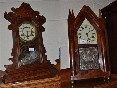 Lot 580 - Two American striking wall clocks