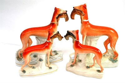 Lot 11 - A pair of Staffordshire greyhounds and two others