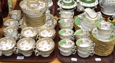Lot 18 - A Coalport tea service and another English porcelain tea service (on two trays)